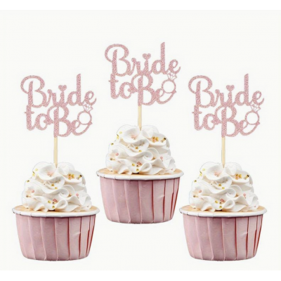 Hens Night Cupcake Toppers 12pack - BRIDE TO BE ROSE GOLD